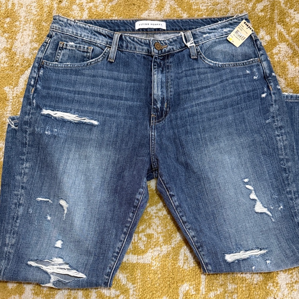 Flying Monkey Blue Distressed Boyfriend Jeans